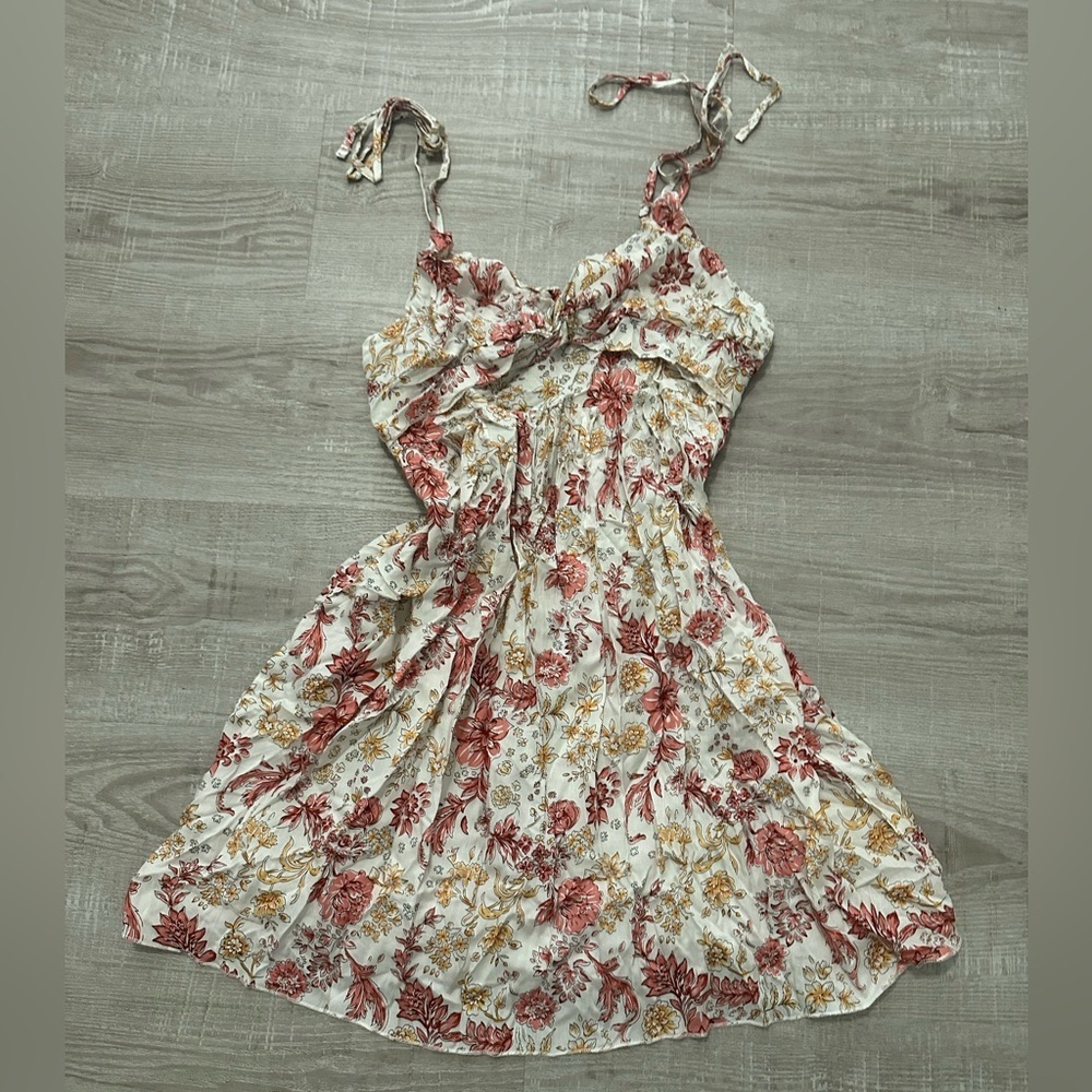 Pink and yellow Floral Print Summer Dress size medium